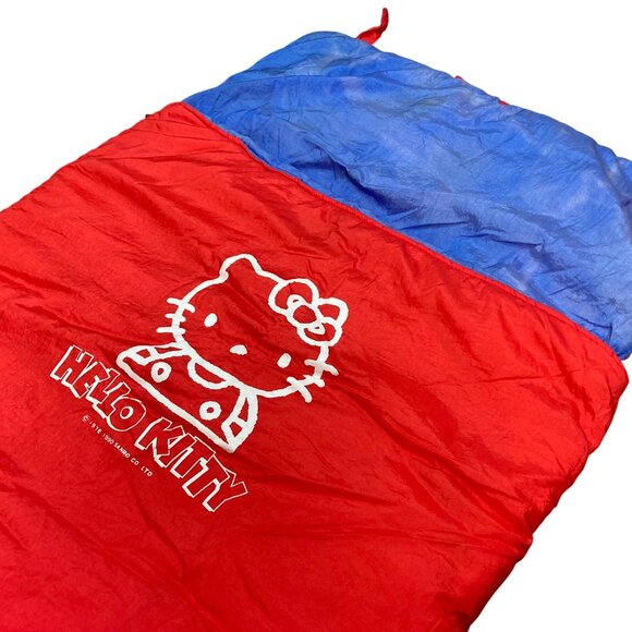 Hello Kitty Vintage Kids Sleeping Bag By Sanrio Red Blue Yellow 1991 26 x 60" - Picture 6 of 11